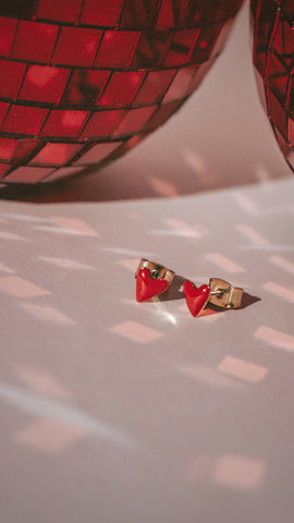 Red Enamel Heart Stud