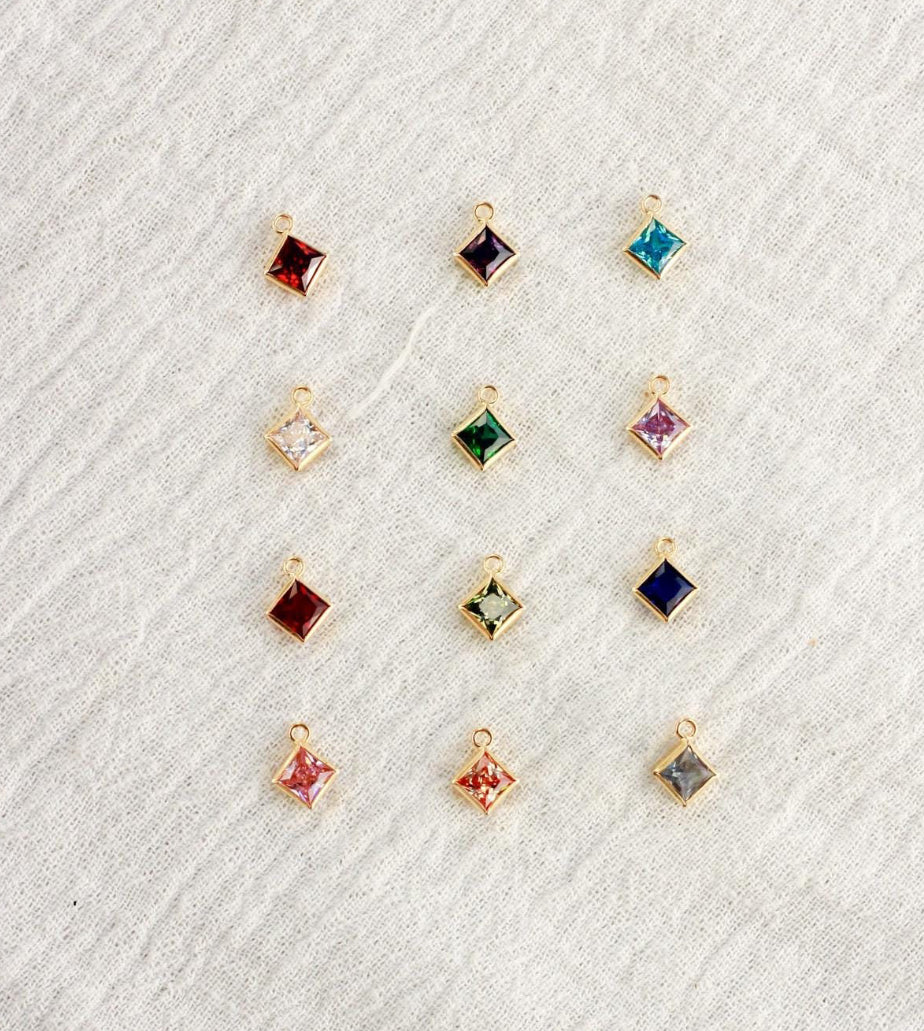 Gold Fill Diamond Shape Birthstone charms