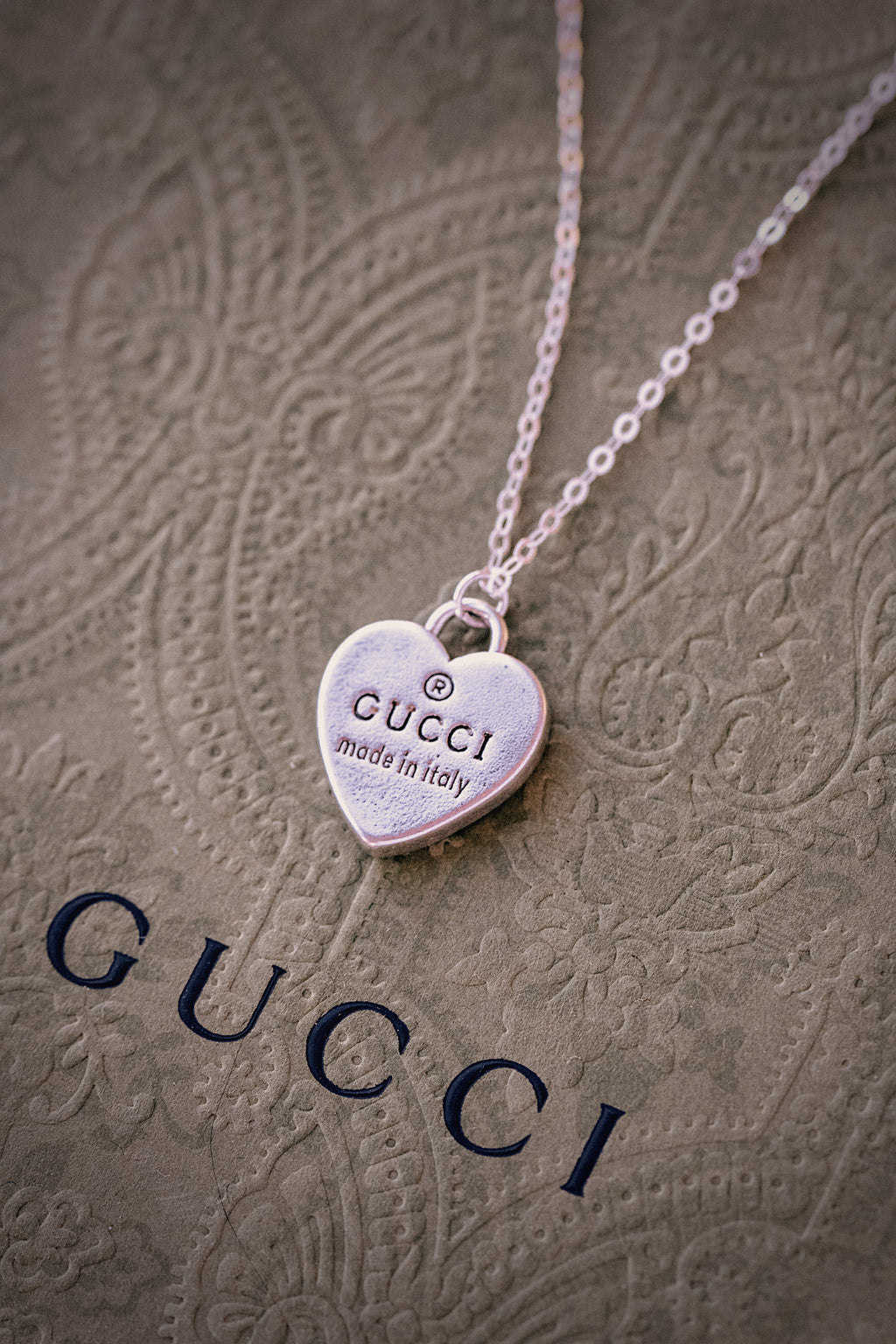 Small Sterling Silver Upcycled Gucci Heart Necklace