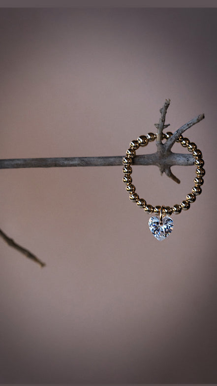 Beaded Heart Ring - The Neon Cactus Studio