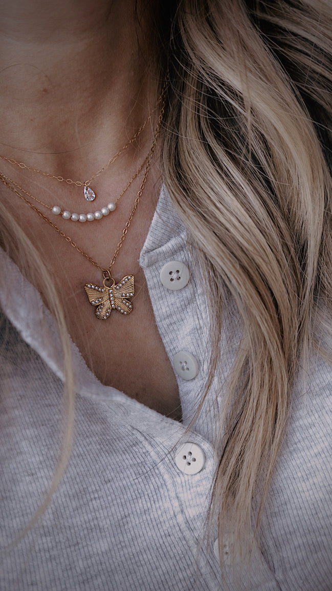 Floating Pear CZ Necklace