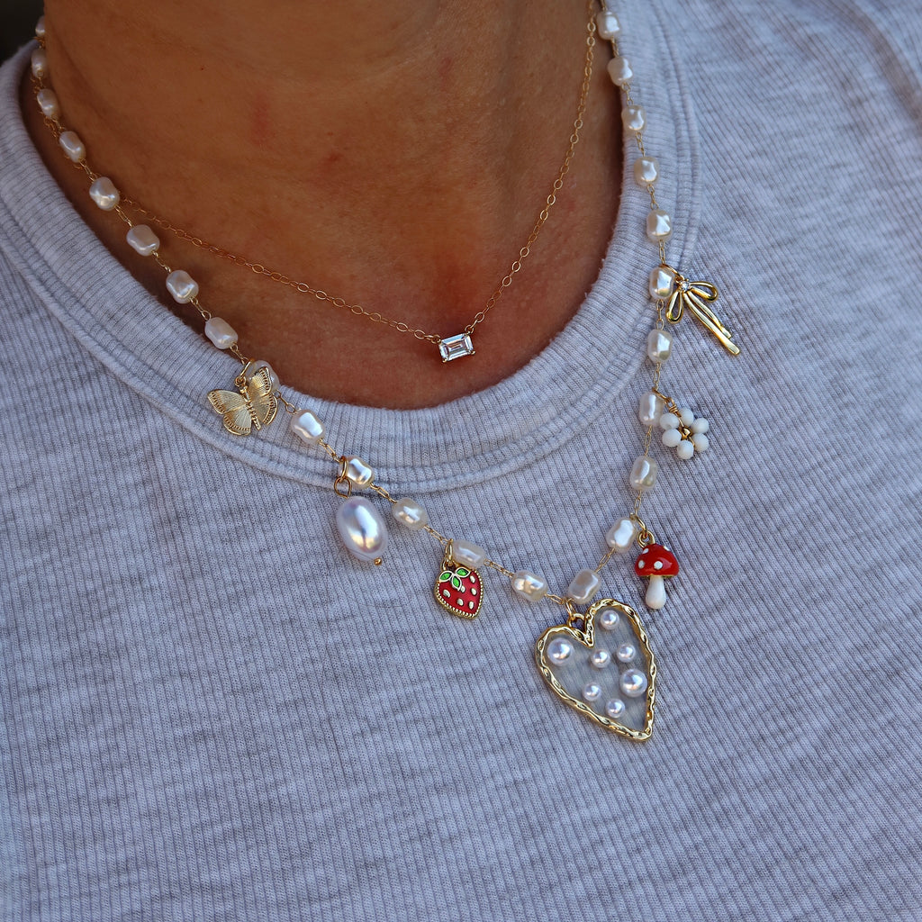 Heart of Pearls Charm Necklace