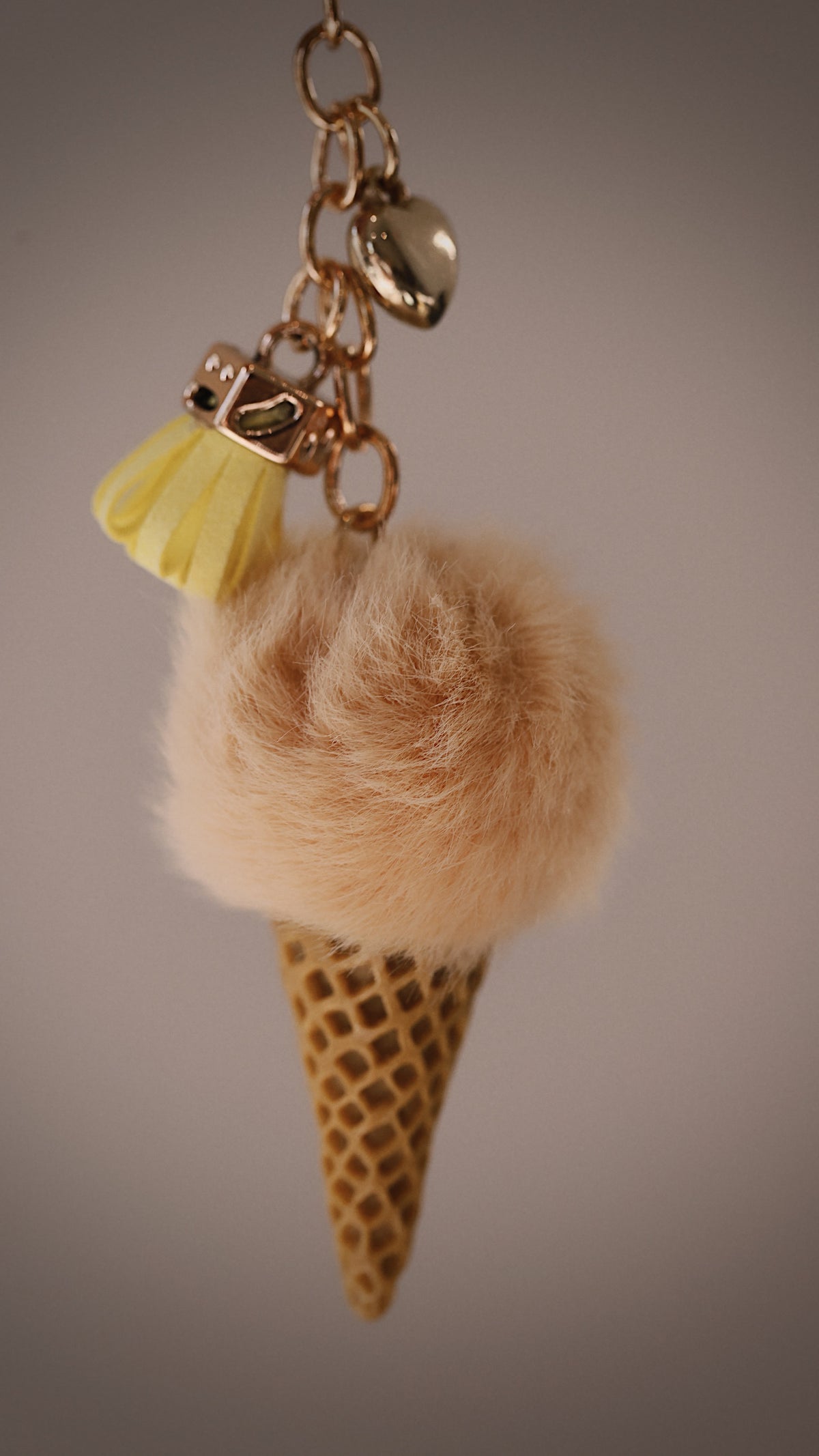 Fuzzy Ice Cream Cone Keychain
