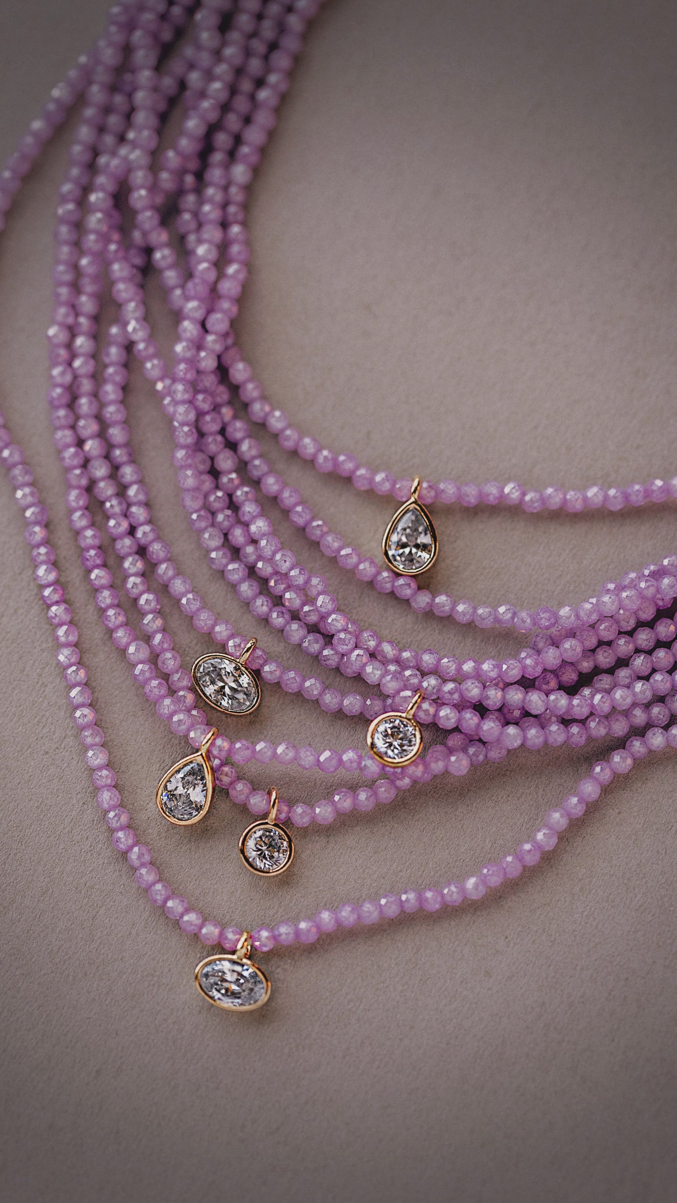 Pink Zircon Beaded Necklace