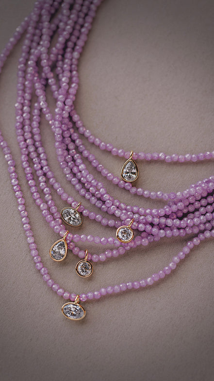 Pink Zircon Beaded Necklace