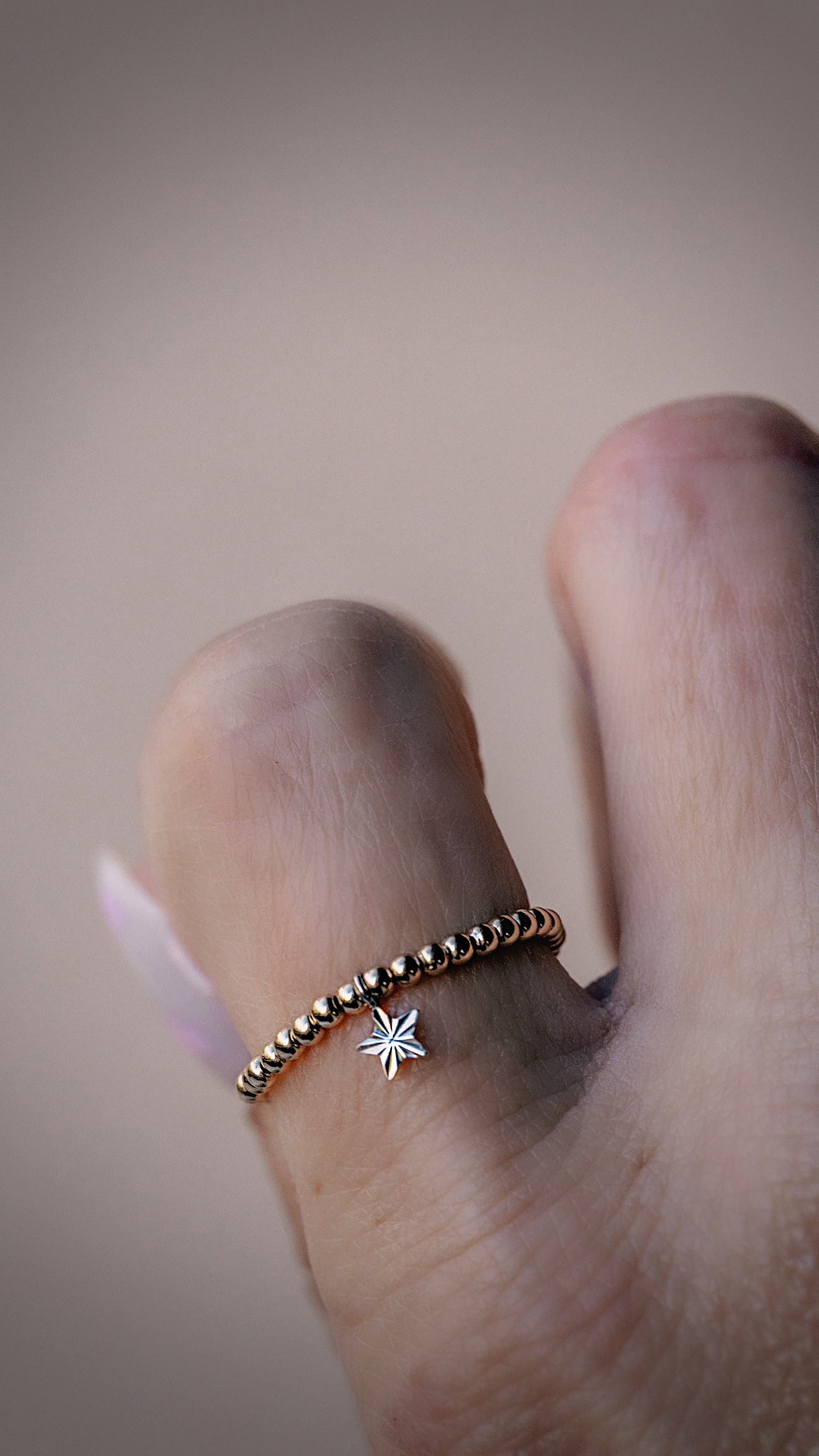 Beaded Mixed Metal Star Ring