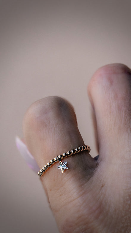 Beaded Mixed Metal Star Ring