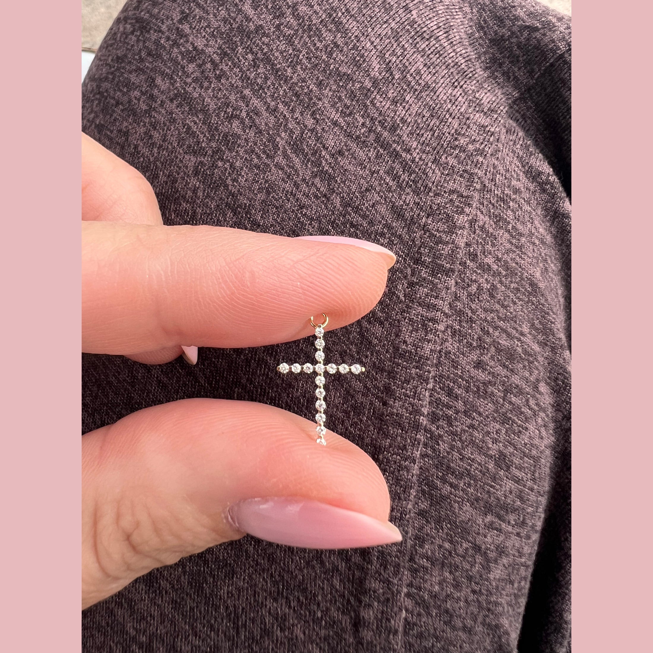 Solid Gold Diamond Cross Necklace - The Neon Cactus Studio