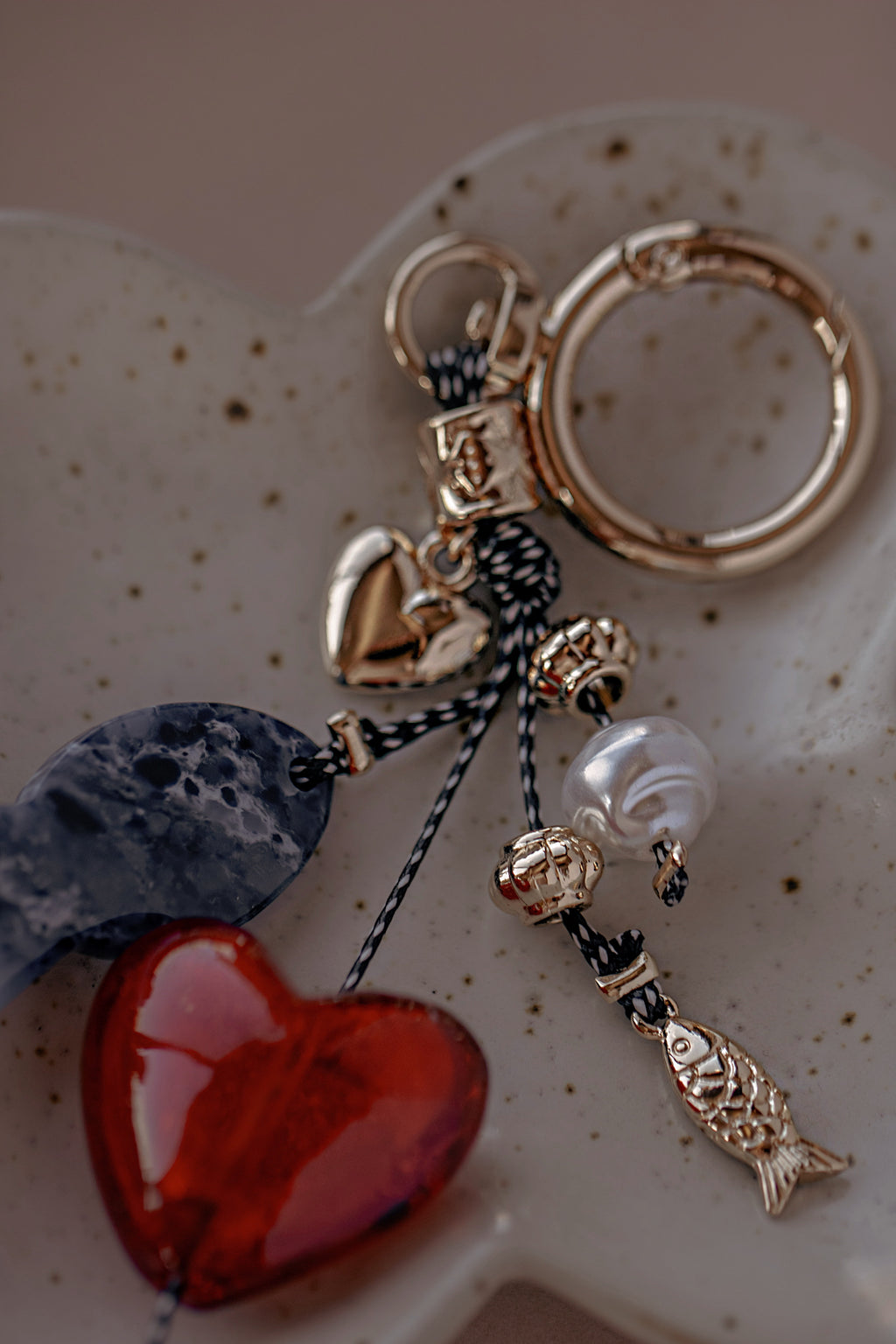 Marble Fish Bag Charm Keychain