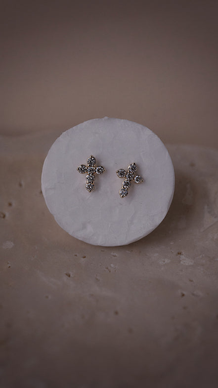 Diamond Cross Stud Earrings