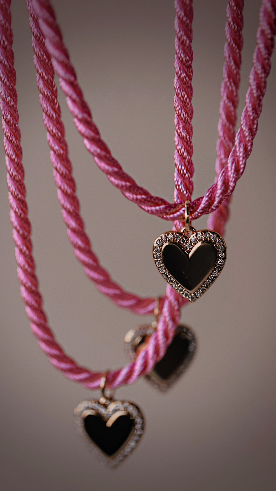 Pink Cord Heart Necklace