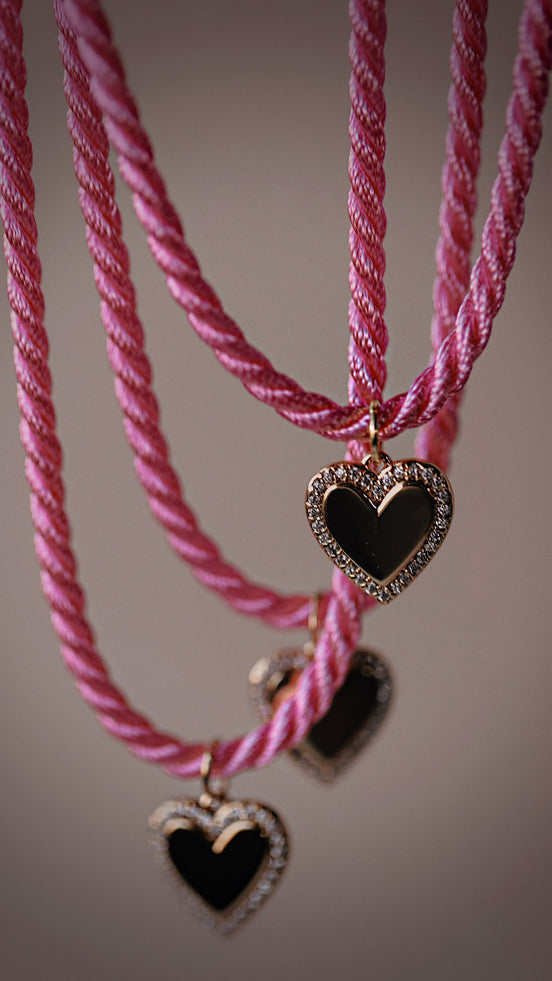 Pink Cord Heart Necklace