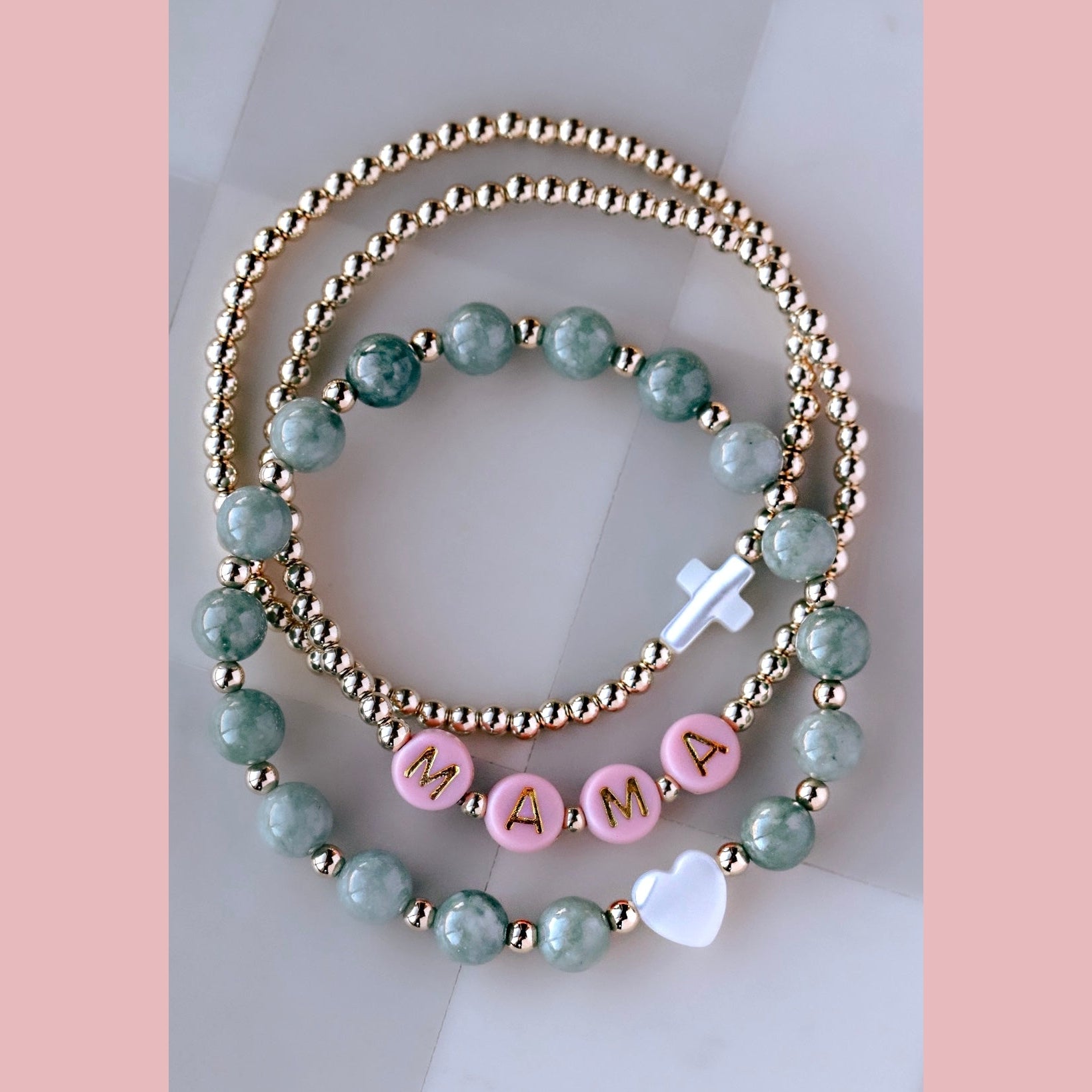 Mother of Pearl Sideway Cross Bracelet