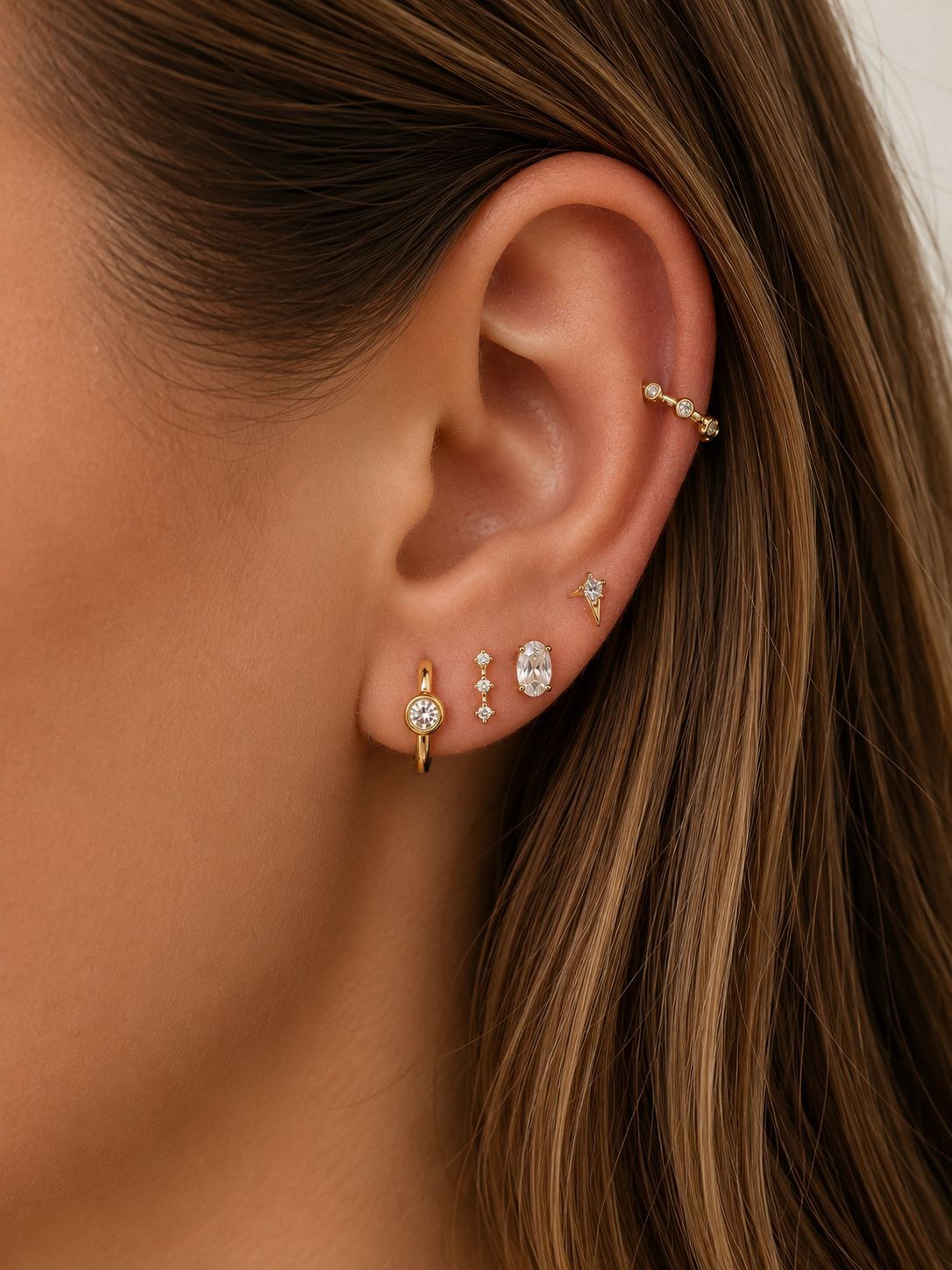 Mini Bezel CZ Hoops