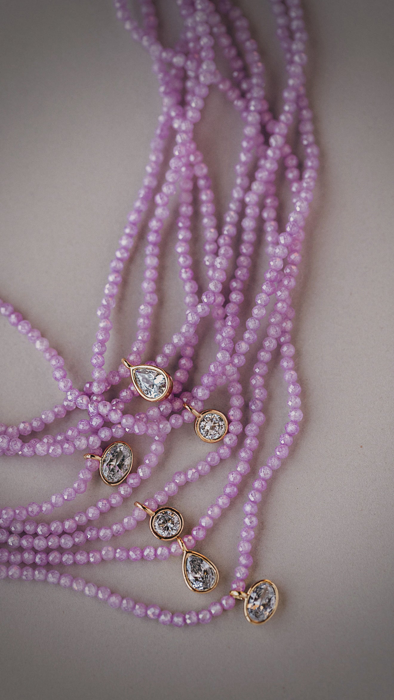 Pink Zircon Beaded Necklace