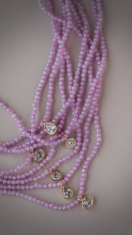 Pink Zircon Beaded Necklace