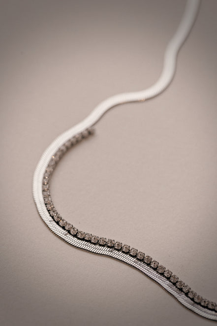 Herringbone CZ Necklace