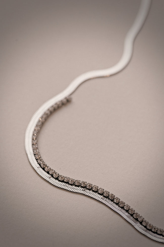 Herringbone CZ Necklace