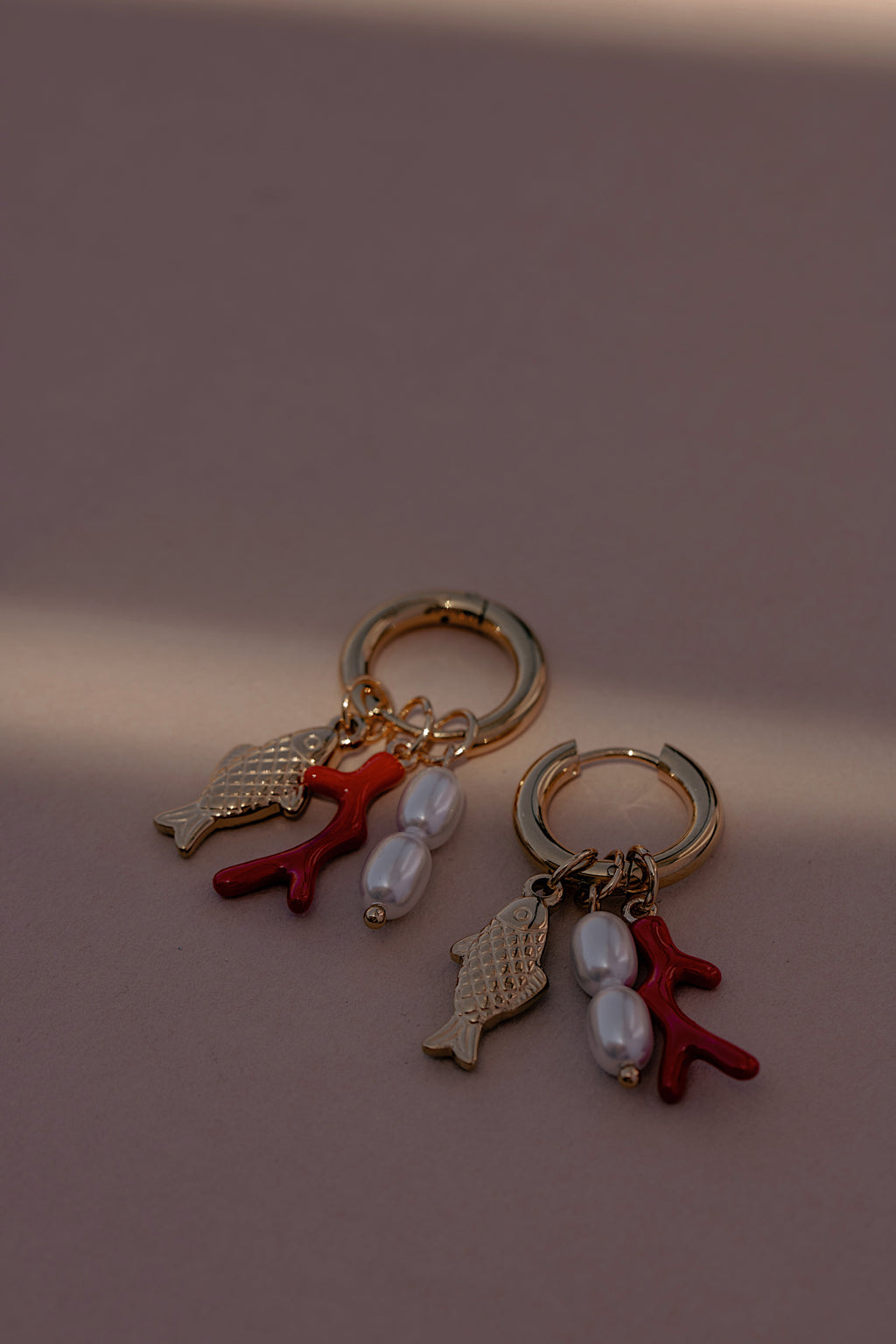 Red Coral Charm Earrings