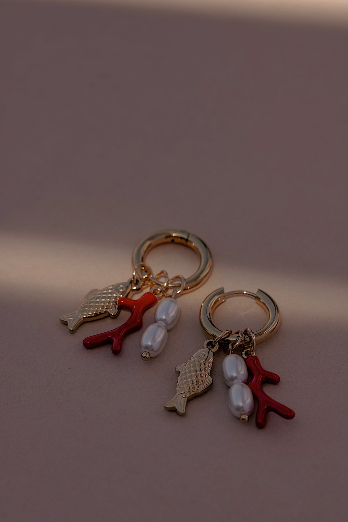 Red Coral Charm Earrings