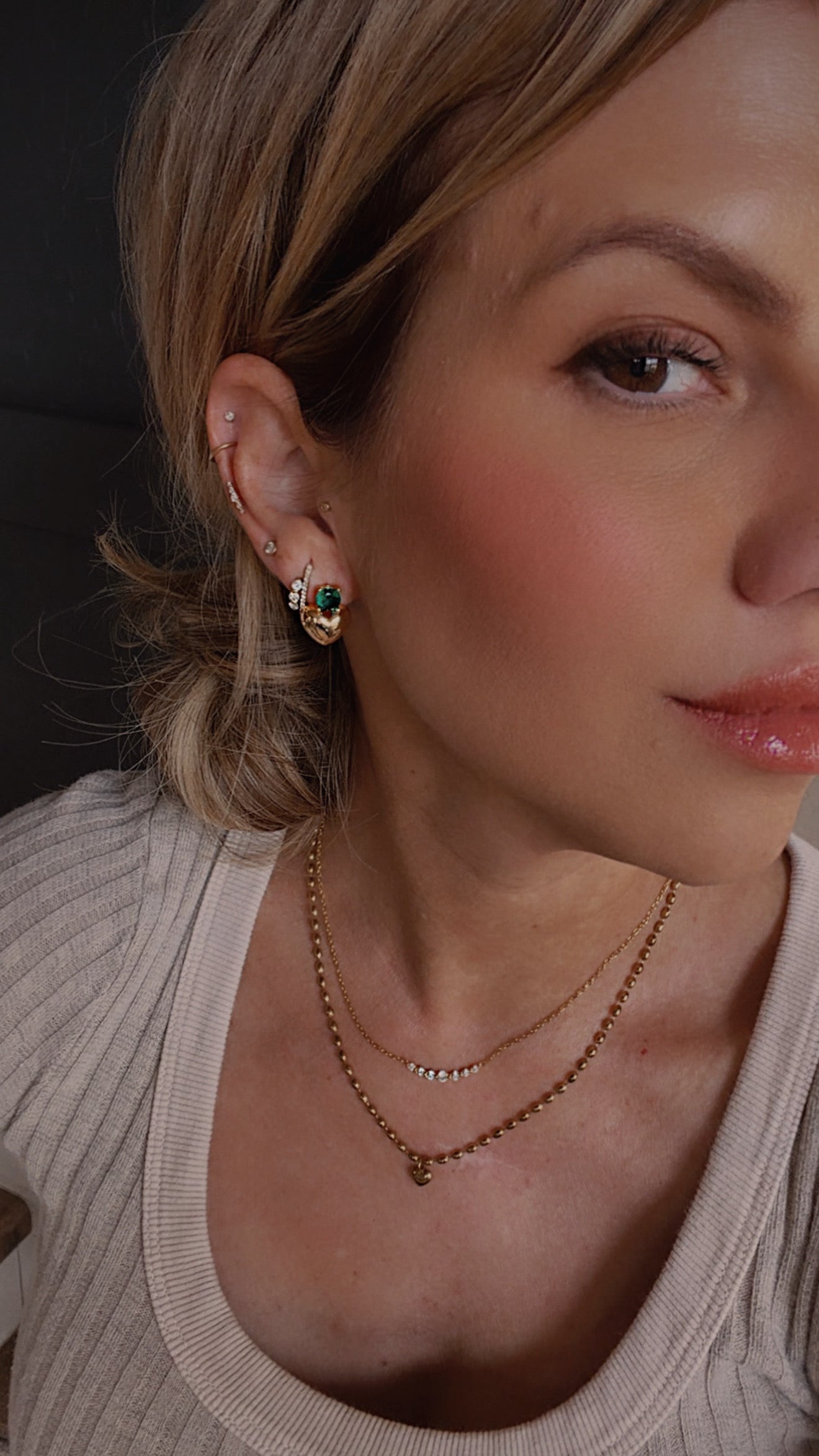 Emerald Heart Studs