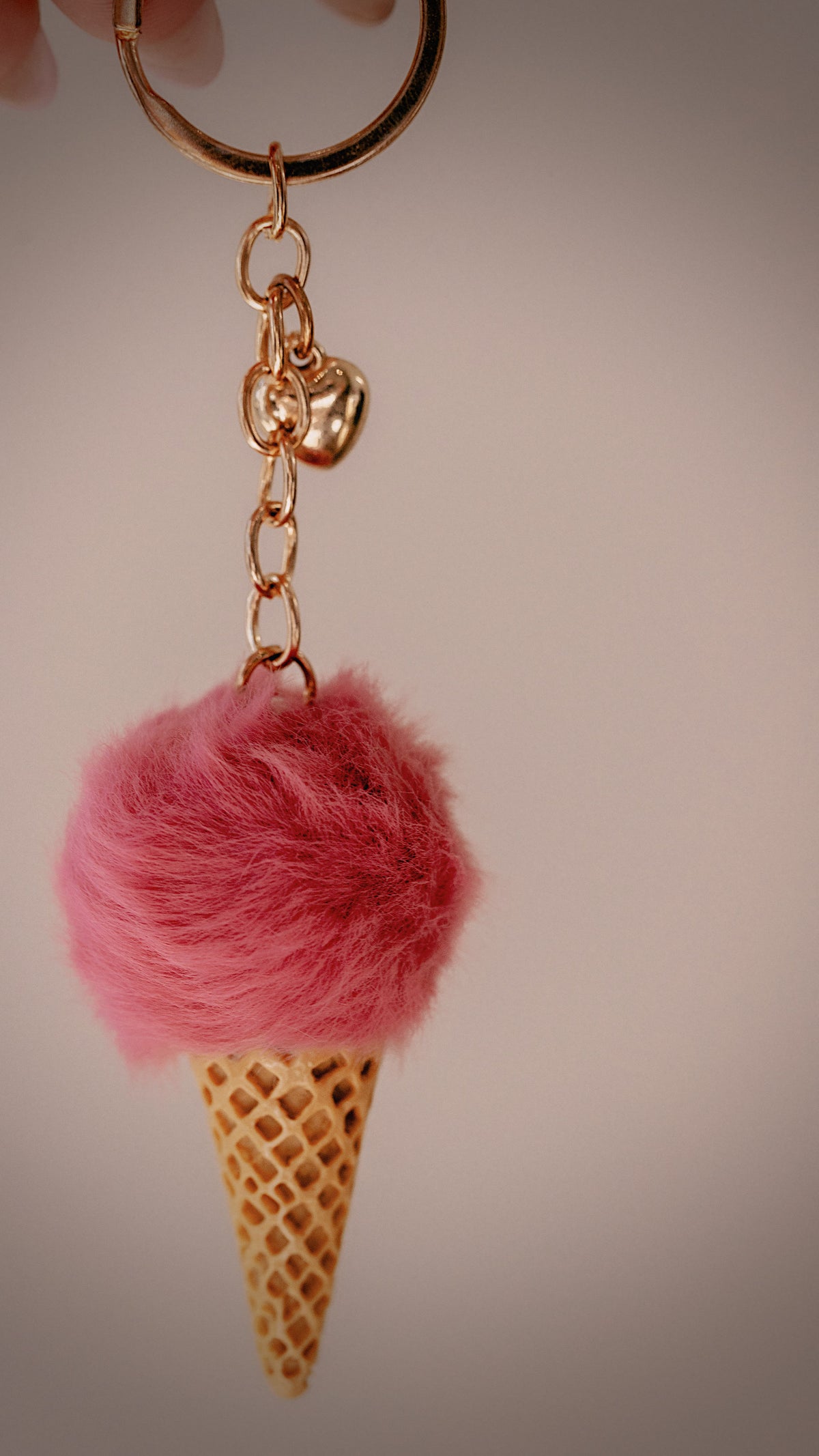 Fuzzy Ice Cream Cone Keychain