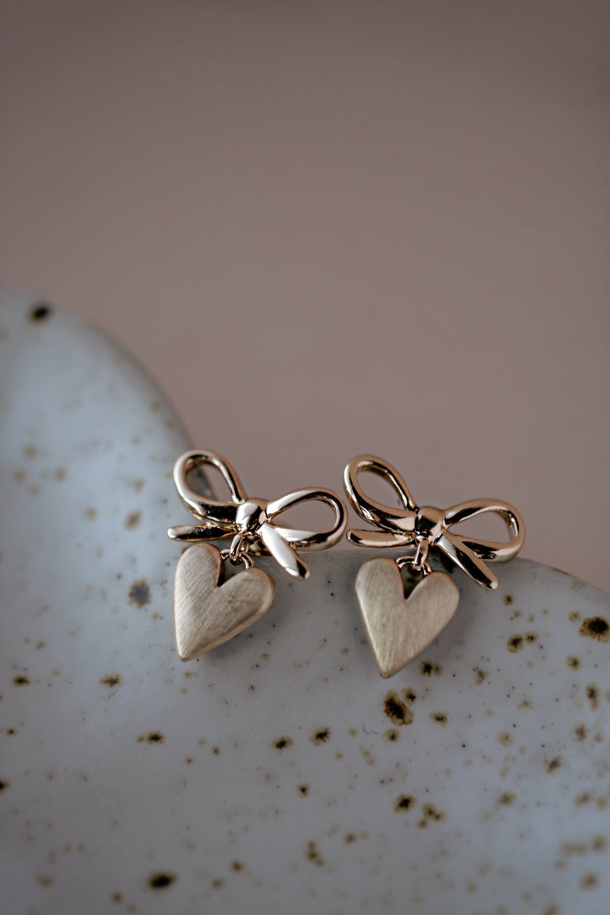 Bow and Heart Dangle Earrings