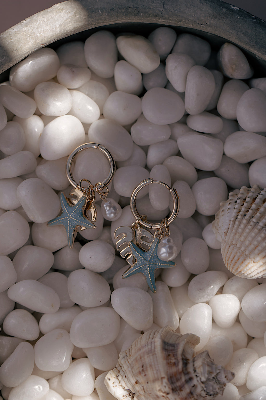 Blue Starfish Charm Earrings