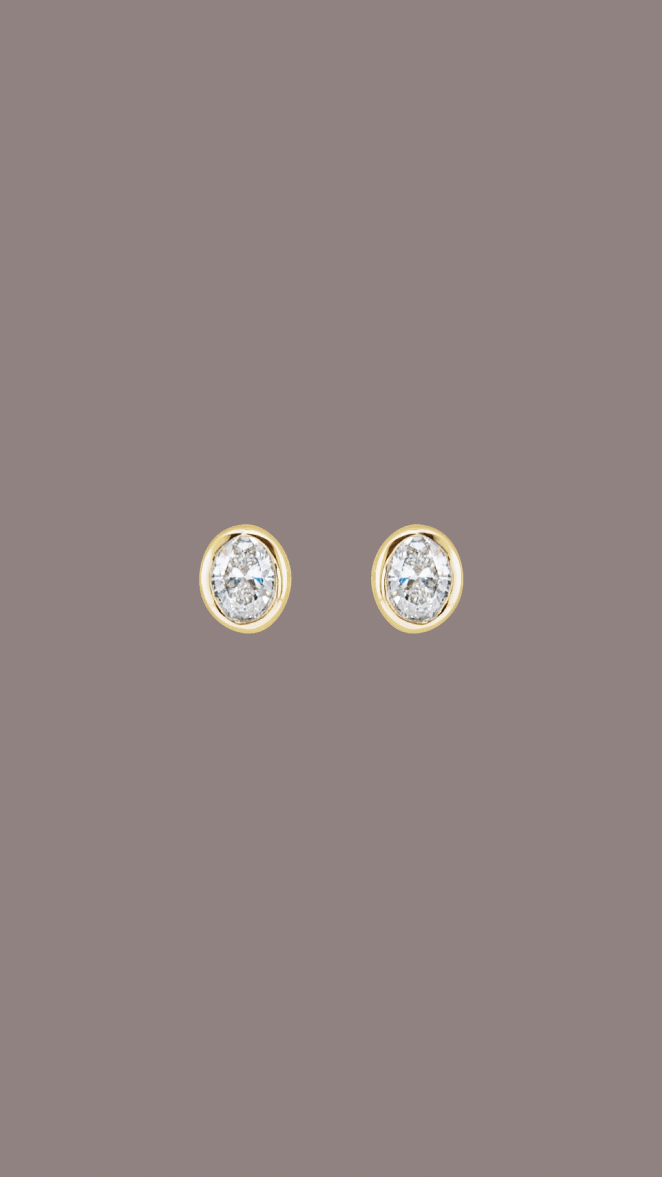 Diamond Oval Bezel Studs