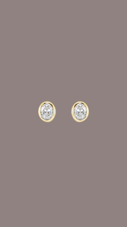 Diamond Oval Bezel Studs