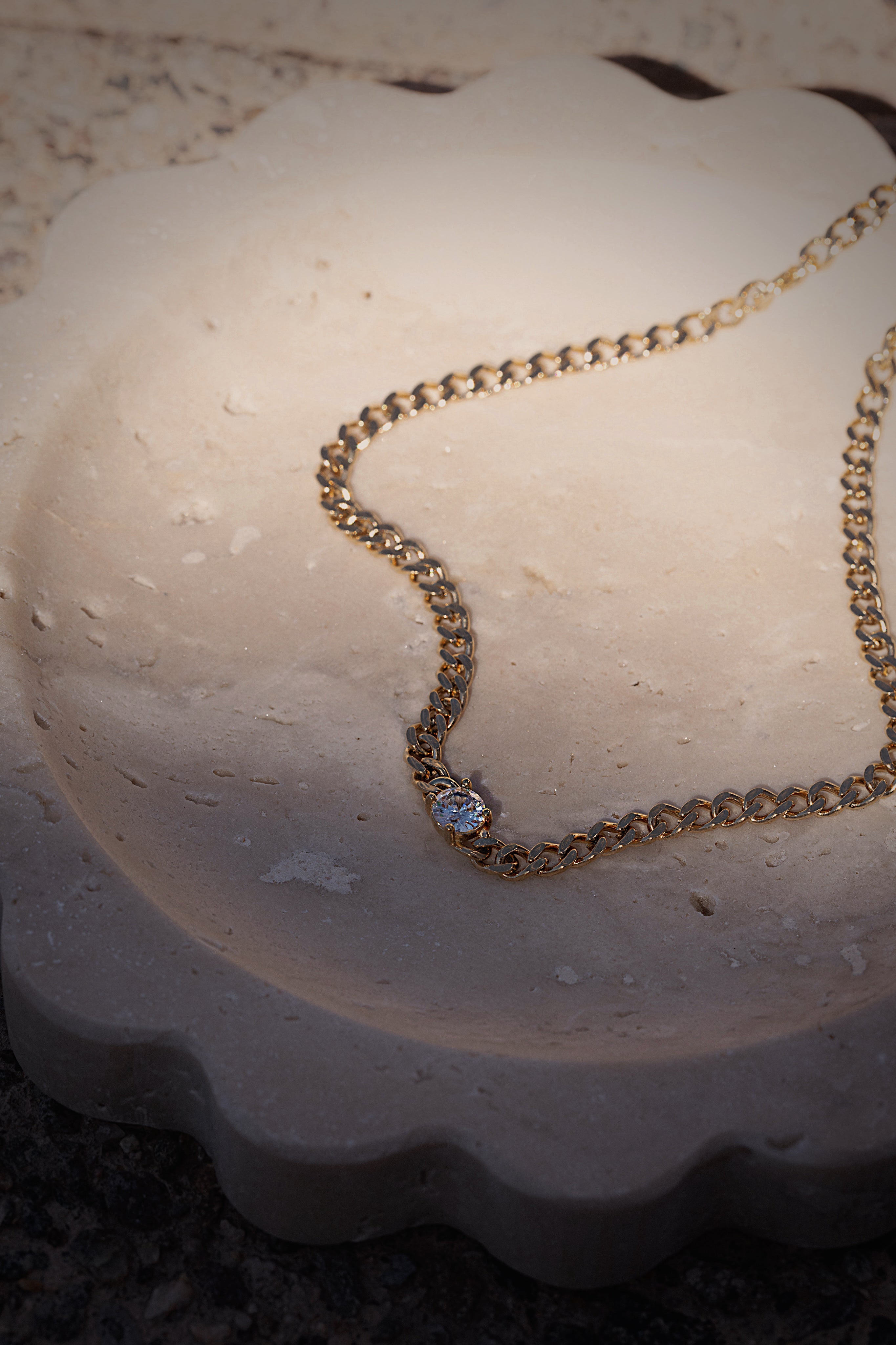 Solitaire Curb Link Necklace