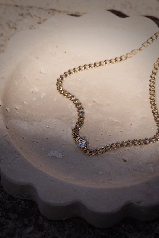 Solitaire Curb Link Necklace
