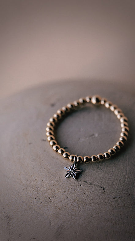 Beaded Mixed Metal Star Ring