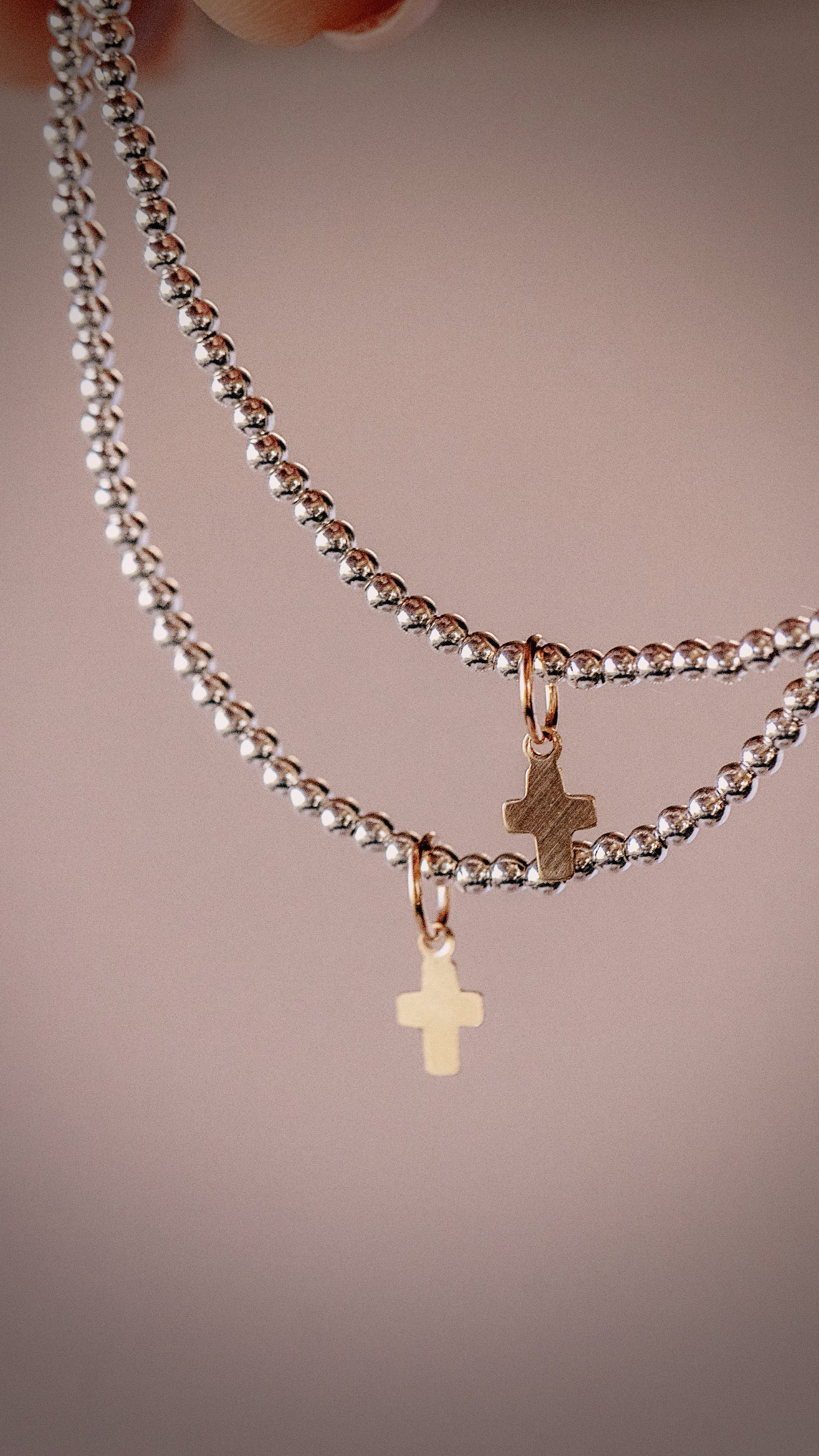 Mixed Metal Cross Bracelet
