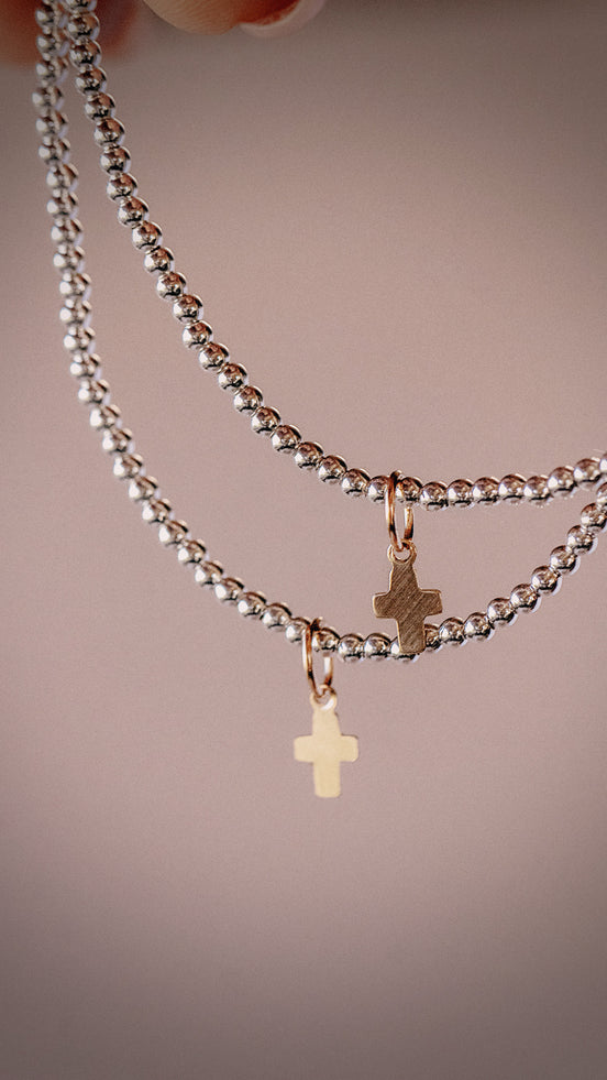 Mixed Metal Cross Bracelet