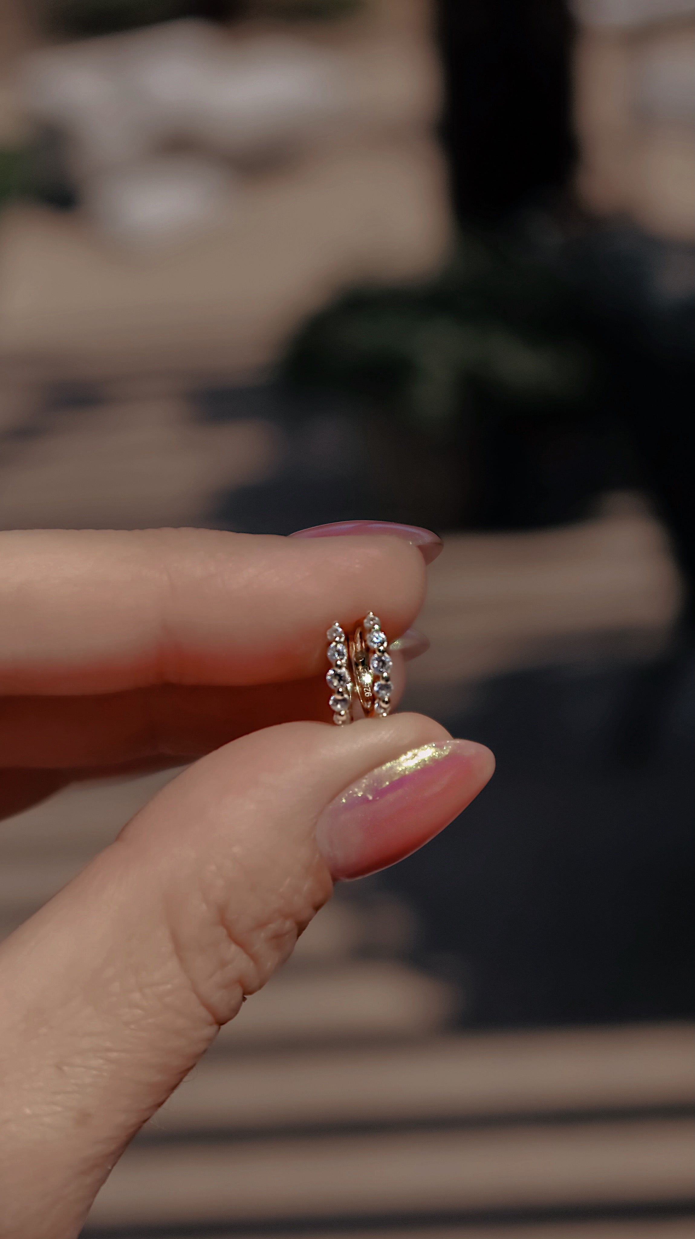 Floating CZ Diamond Huggie Earrings - The Neon Cactus Studio
