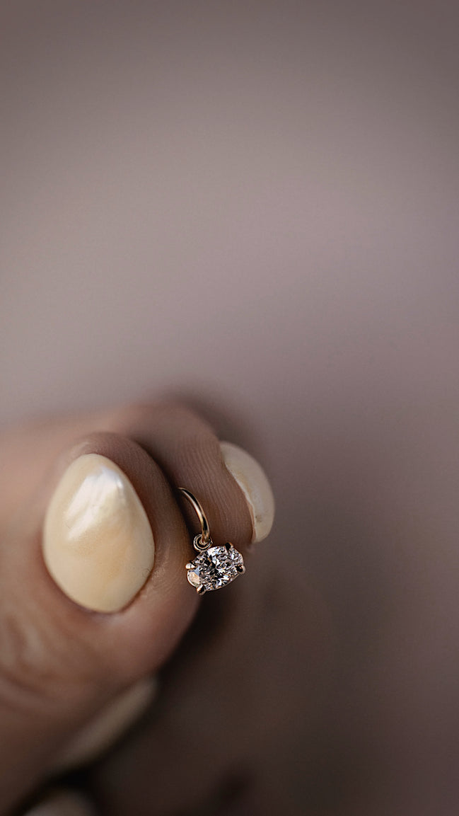 14kt Lab Diamond Oval Pendant