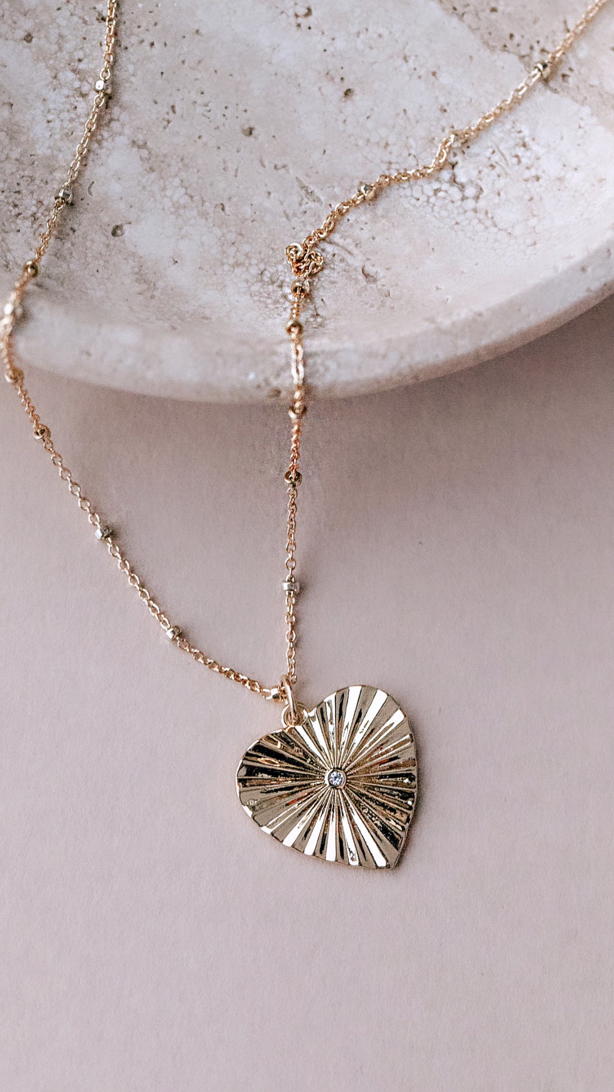 Fluted Heart Necklace