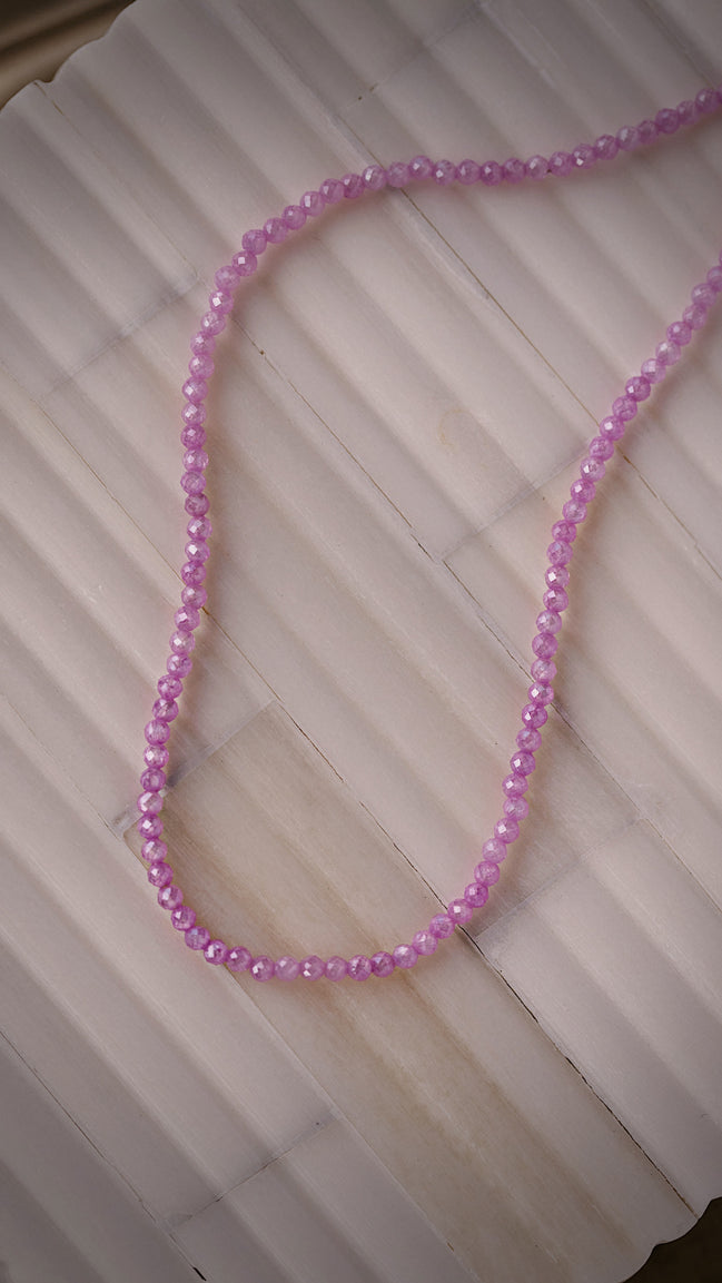 Pink Zircon Beaded Necklace