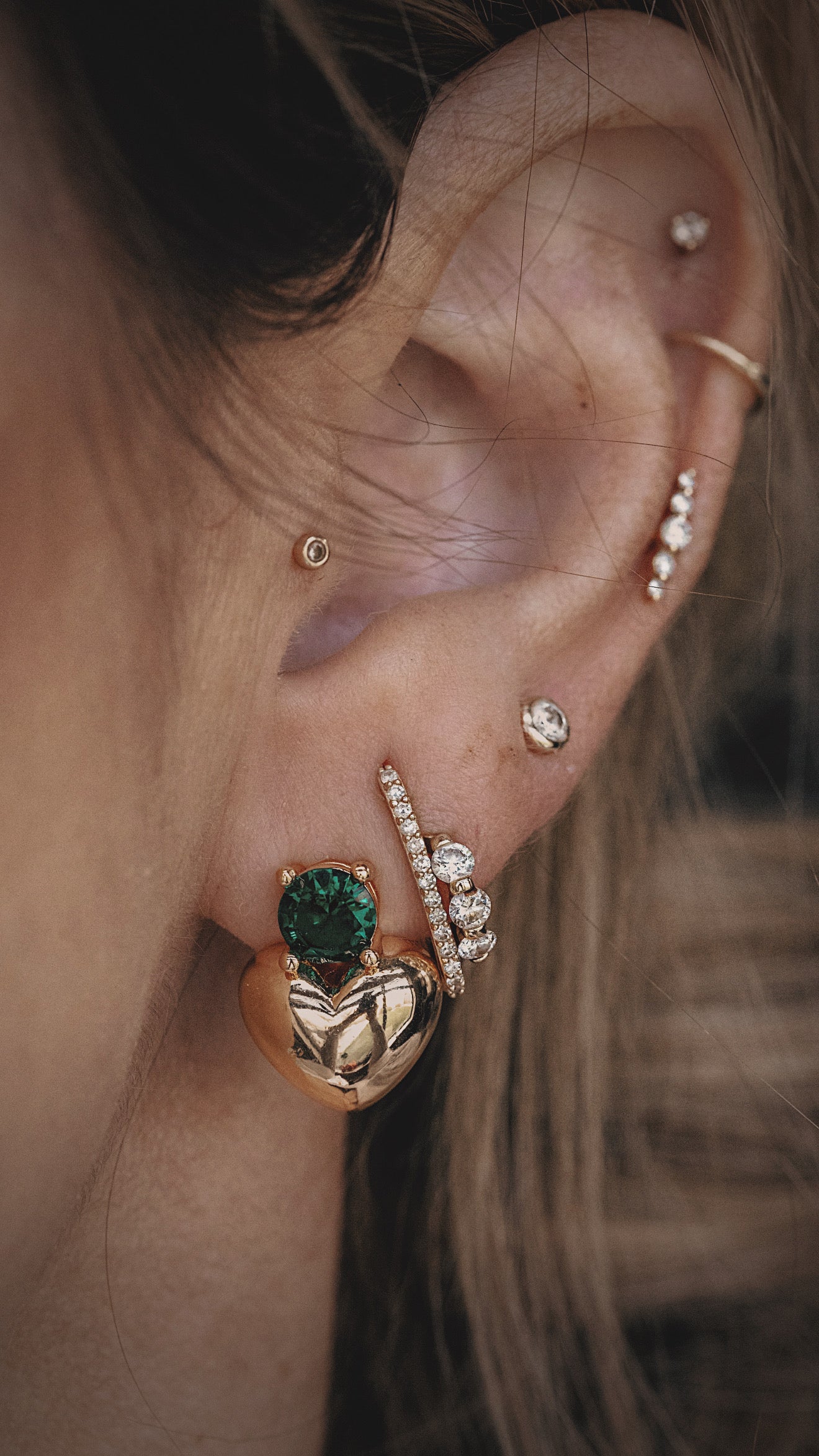 Emerald Heart Studs