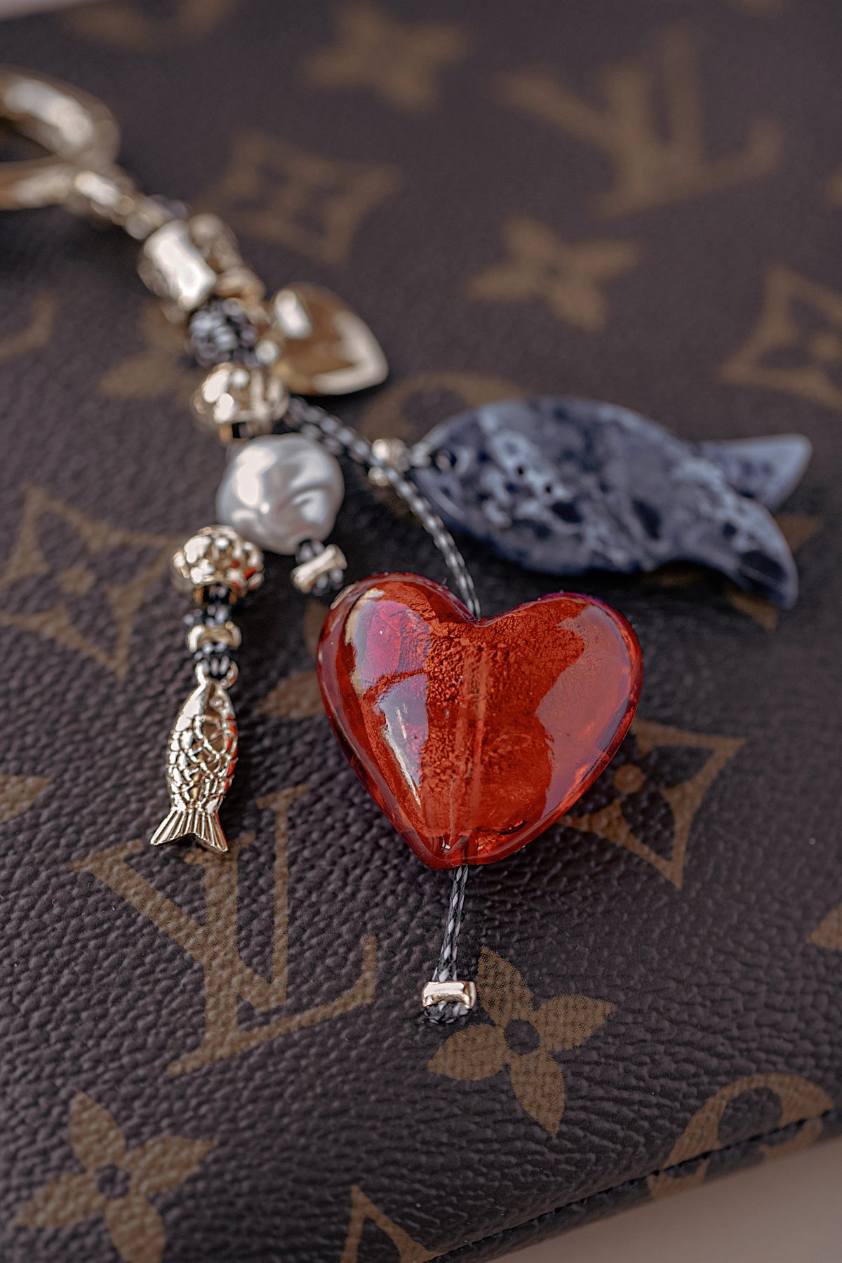 Marble Fish Bag Charm Keychain