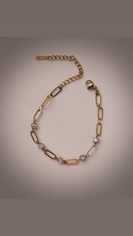 CZ Paperclip Bracelet