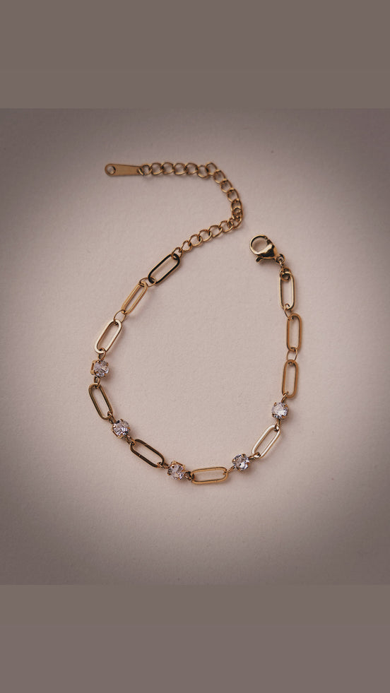 CZ Paperclip Bracelet