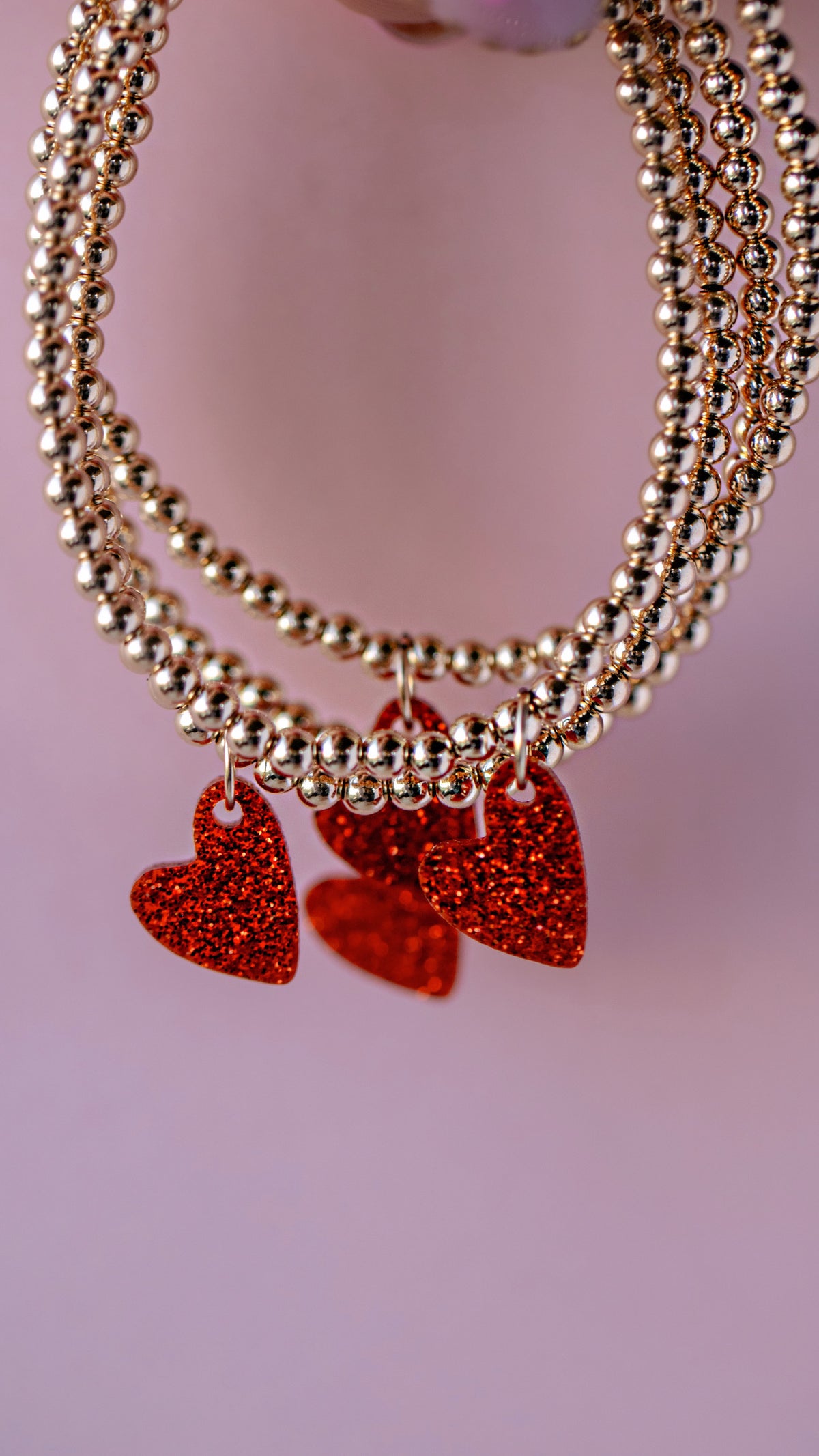 Glitter Red Heart Bracelet