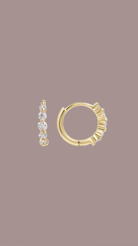 Floating CZ Diamond Huggie Earrings - The Neon Cactus Studio