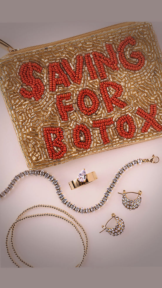 Saving For Botox Beaded Pouch