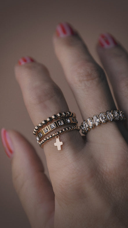 Beaded Cross Ring