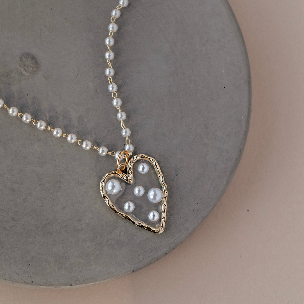 Pearl Heart Charm Necklace