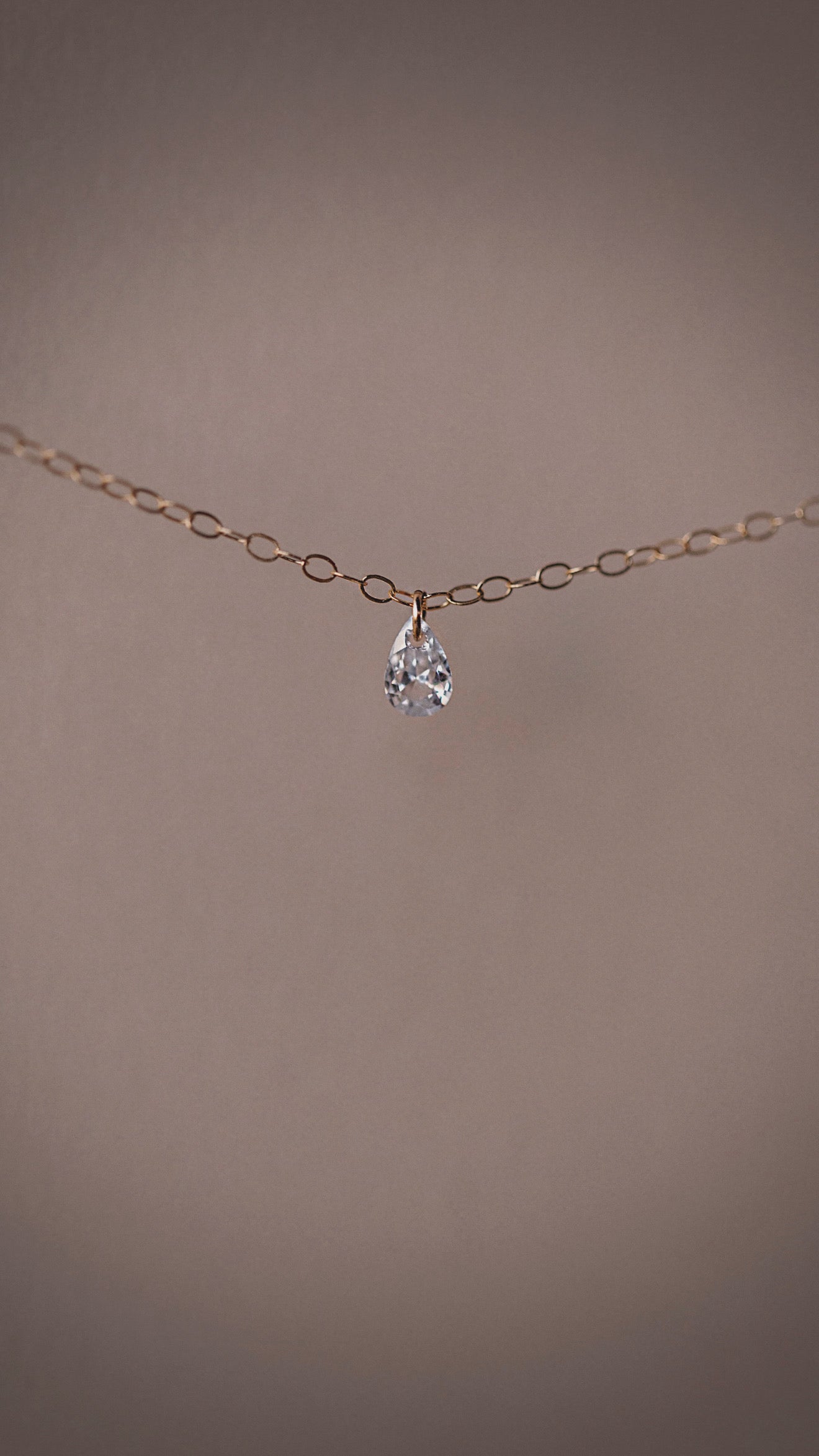 Floating Pear CZ Necklace