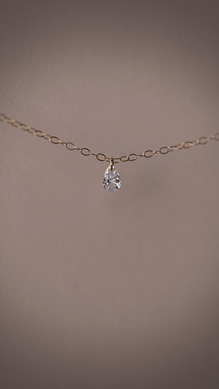 Floating Pear CZ Necklace